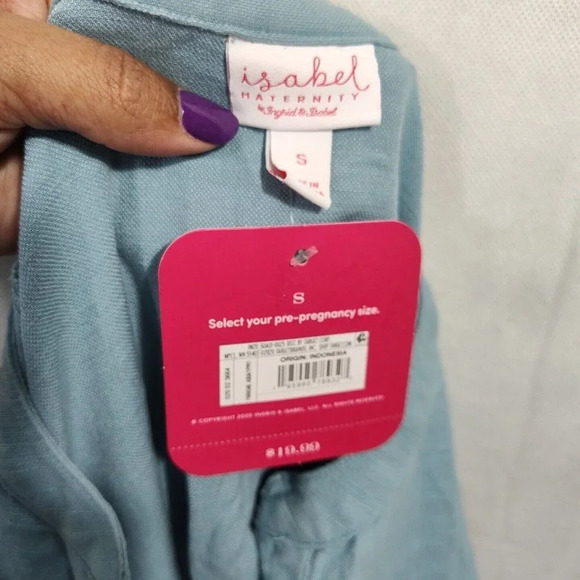 Isabel Maternity by Ingrid & Isabel Blue Top Women Size S Short Sleeve NEW - Picture 5 of 6